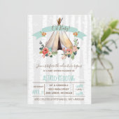 Rustic Boho Teepee Gender Neutral Baby Shower Invitation (Standing Front)