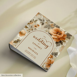 Rustic Boho Terra Cotta Ivory Sage Floral Memory 3 Ring Binder