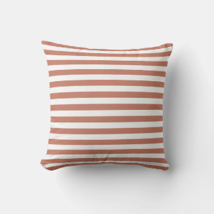 Rustic Boho Terracotta And White Striped     Outdoor Pillow