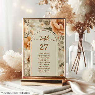 Rustic Boho Terracotta Beige Sage Floral Wedding  Table Number