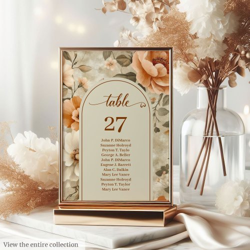 Rustic Boho Terracotta Beige Sage Floral Wedding Table Number