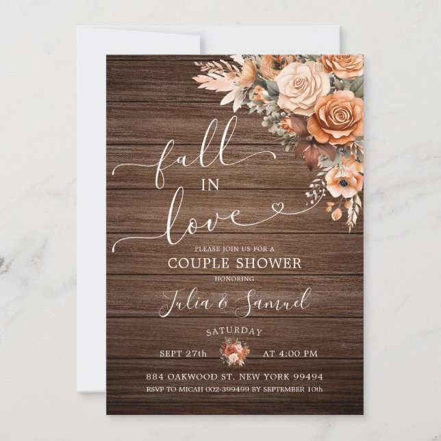 Rustic Boho Terracotta Fall in Love Couple Shower Invitation (Front)