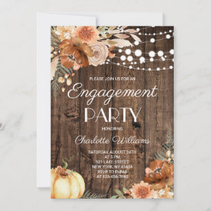 Rustic Boho Terracotta Floral Engagement Party Invitation