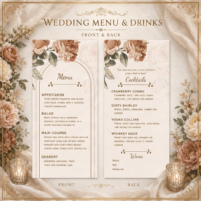 Rustic Boho Terracotta Floral Wedding Menu |  (Creator Uploaded)