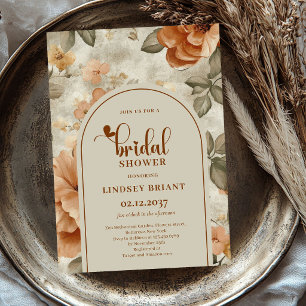 Rustic Boho Terracotta Flowers Bridal Shower Invitation