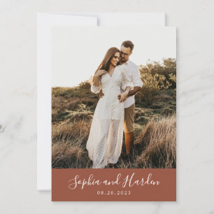 Rustic Boho Terracotta Monogram Photo Wedding Invitation