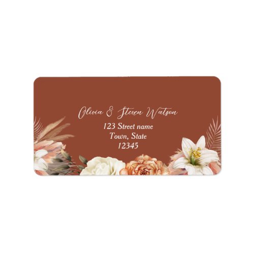 Rustic Boho Terracotta Wedding Return Address Label