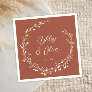 Rustic Boho Terracotta Wildflower Floral Wedding Napkins