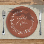 Rustic Boho Terracotta Wildflower Floral Wedding Paper Plates<br><div class="desc">This elegant wedding paper plate features a beautiful terracotta background with hand-drawn wildflower wreath and elegant typography in white. It's a perfect design for a rustic yet elegant wedding and coordinates with our Rustic Wildflowers collection... See the collection for more items!</div>