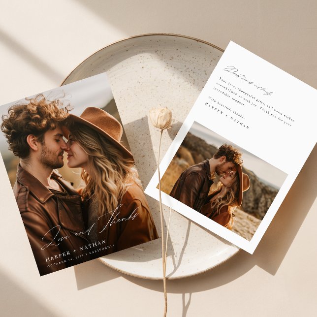 Rustic Boho Thank You Wedding Photo Card (Creator Uploaded)