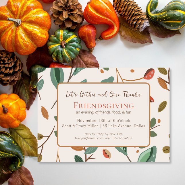 Rustic Boho Thanksgiving Friendsgiving Invitation (Creator Uploaded)