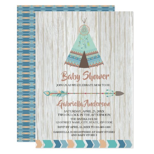 Rustic Boho Tribal Teepee Baby Shower Invitation | Zazzle.com