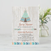 Rustic Boho Tribal  Teepee  Baby Shower Invitation (Standing Front)