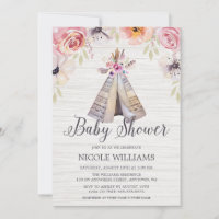 Rustic Boho Tribal Teepee Girl Baby Shower