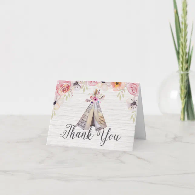 Rustic Boho Tribal Teepee Thank You Card | Zazzle