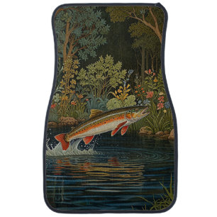Rustic boho trout salmon fish car floor mat