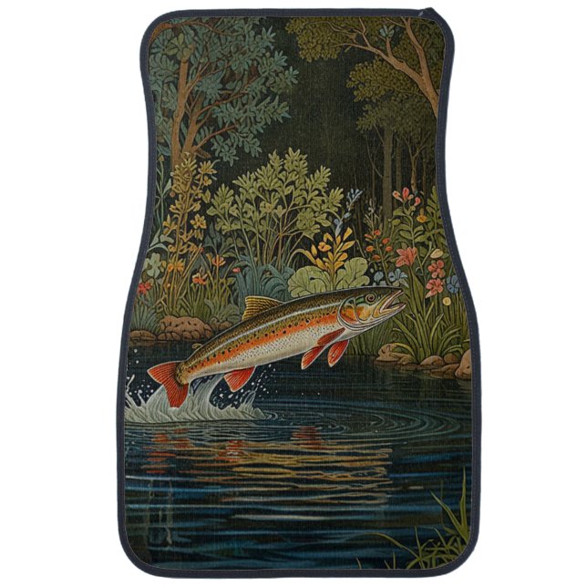 Rustic boho trout salmon fish  car floor mat (Front)