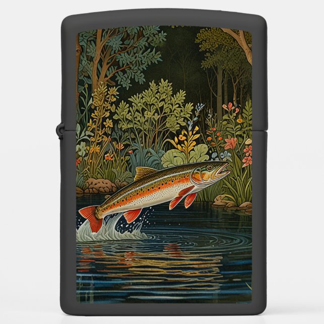 Rustic boho trout salmon fish  zippo lighter (Front)