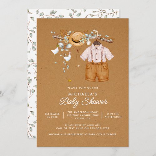 Rustic Boho Watercolor Baby Shower Invitation