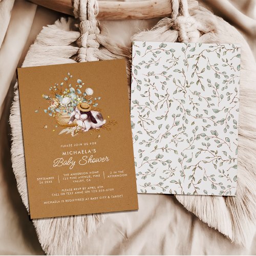 Rustic Boho Watercolor Baby Shower Invitation