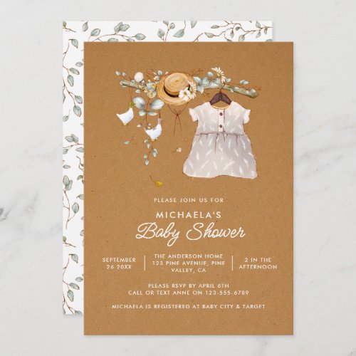 Rustic Boho Watercolor Baby Shower Invitation