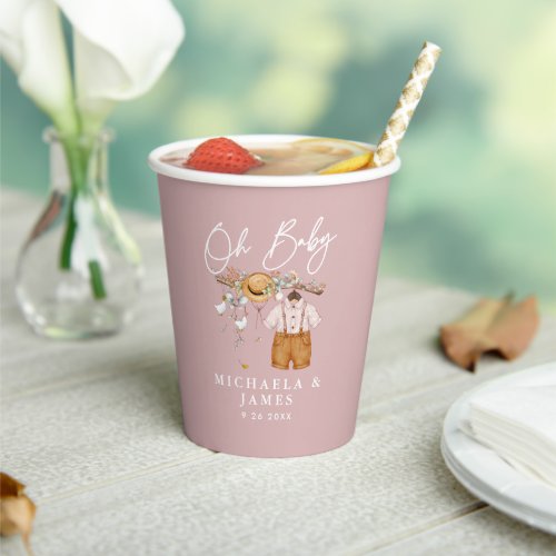 Rustic Boho Watercolor Baby Shower Paper Cups