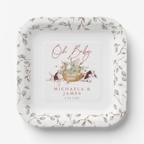 Rustic Boho Watercolor Baby Shower Paper Plates