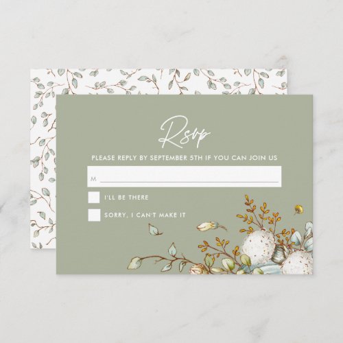 Rustic Boho Watercolor Baby Shower RSVP Card