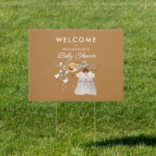 Rustic Boho Watercolor Baby Shower Welcome Sign