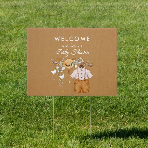 Rustic Boho Watercolor Baby Shower Welcome Sign