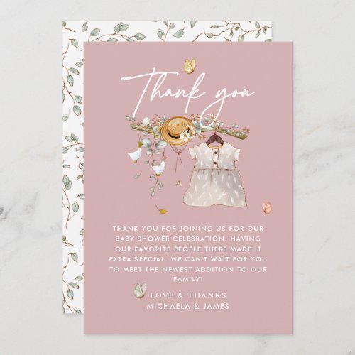 Rustic Boho Watercolor Botanicals Baby Shower Thank You Card