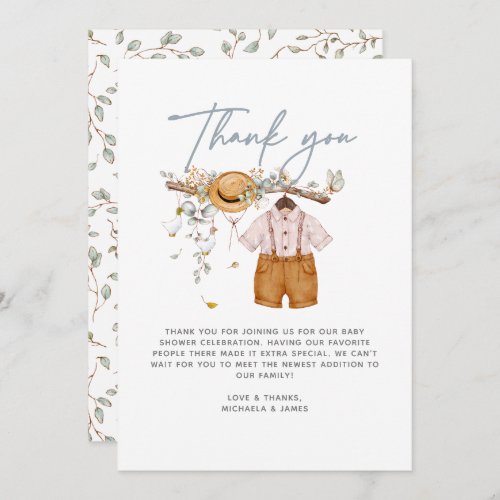 Rustic Boho Watercolor Botanicals Baby Shower Thank You Card