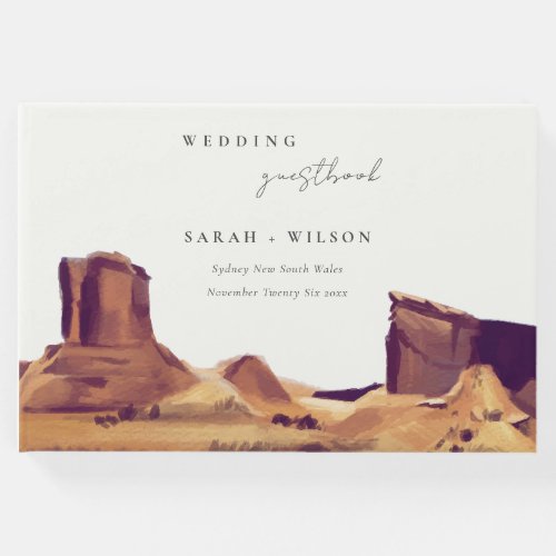 Rustic Boho Watercolor Desert Landscape Wedding Guest Book