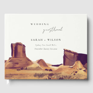Rustic Boho Watercolor Desert Landscape Wedding Guest Book