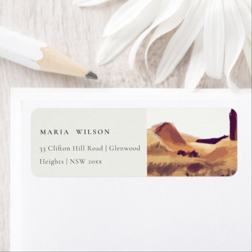 Rustic Boho Watercolor Desert Landscape Wedding Label