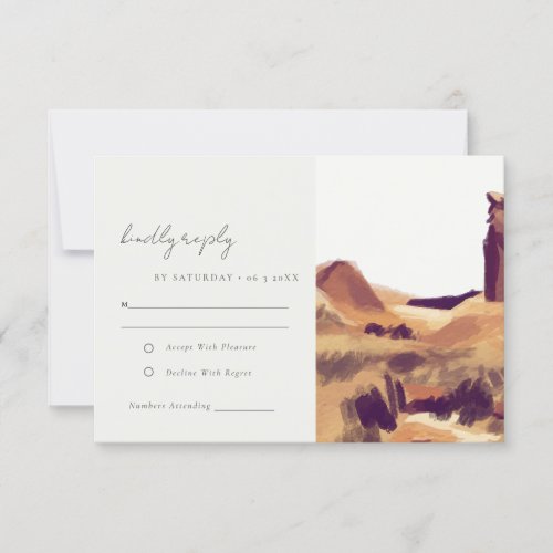 Rustic Boho Watercolor Desert Landscape Wedding RSVP Card