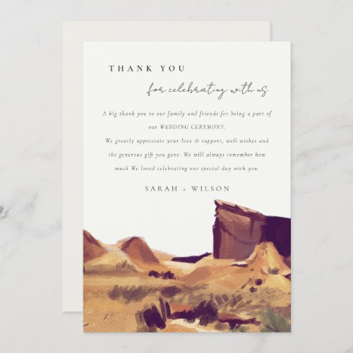 Rustic Boho Watercolor Desert Landscape Wedding Thank You Card