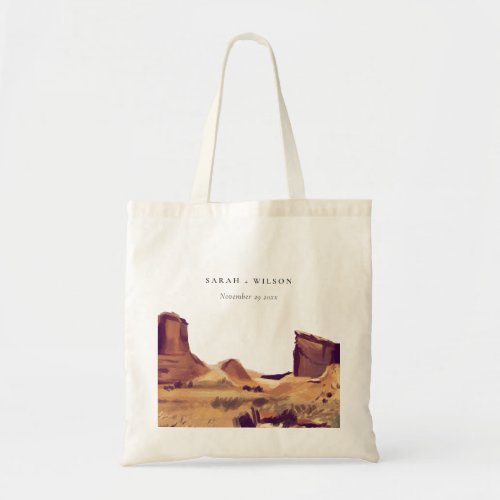 Rustic Boho Watercolor Desert Landscape Wedding Tote Bag
