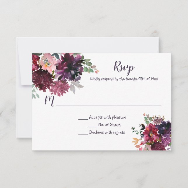 Rustic Boho Watercolor Floral RSVP (Front)