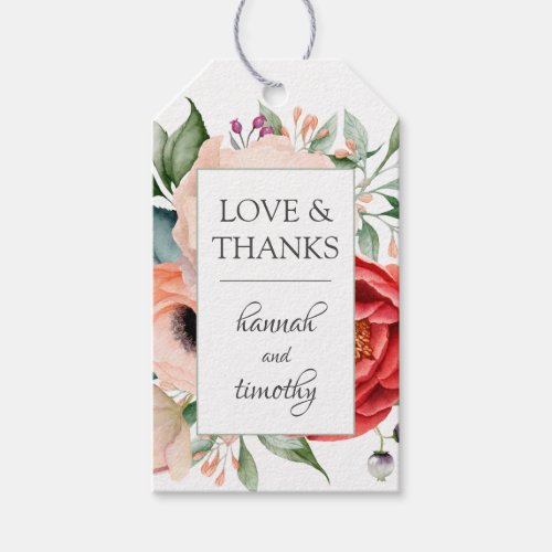 Rustic Boho Watercolor Floral Wedding Gift Tags