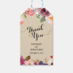 Rustic Boho Watercolor Flowers Thank You Gift Tags at Zazzle
