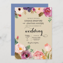 Rustic Boho Watercolor Flowers Wedding