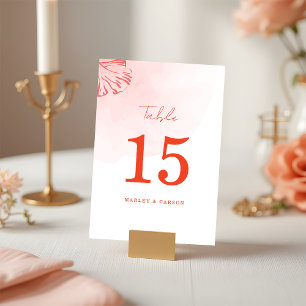 Rustic Boho Watercolor Foliage Terracotta Wedding Table Number