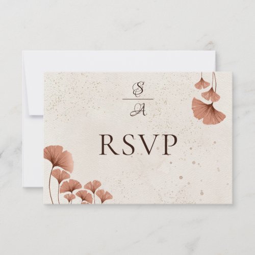 Rustic Boho Watercolor Monogram Wedding RSVP Card