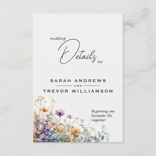 Rustic Boho Watercolor Wildflowers Enclosure Card (Front)