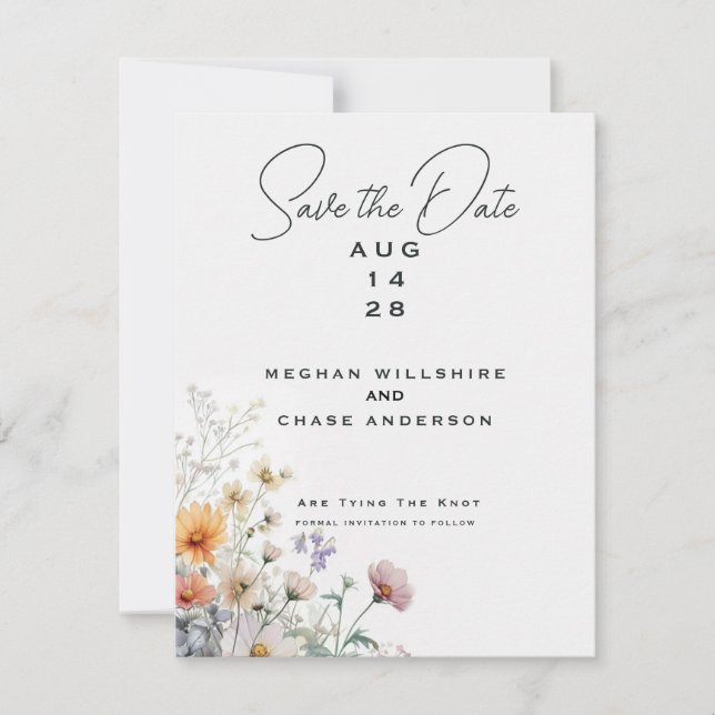 Rustic Boho Watercolor Wildflowers Invitation (Front)