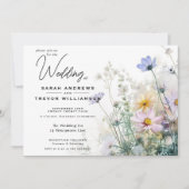 Rustic Boho Watercolor Wildflowers Invitation (Front)