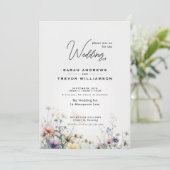 Rustic Boho Watercolor Wildflowers Invitation (Standing Front)