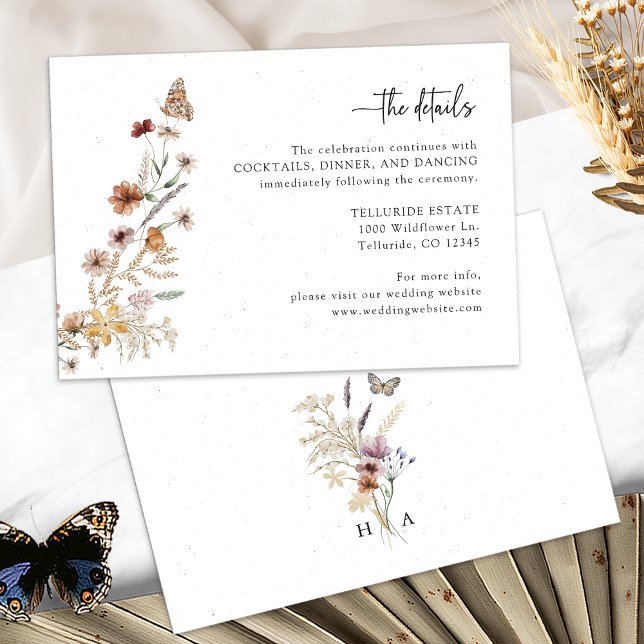 Rustic Boho Wedding Details Enclosure Card (Rustic White Boho Wedding Details Enclosure Card Monogrammed by Painted Paperie
)