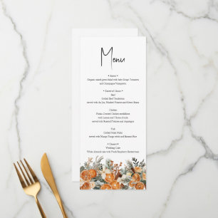 Rustic Boho Wedding Fall Winter Menu card